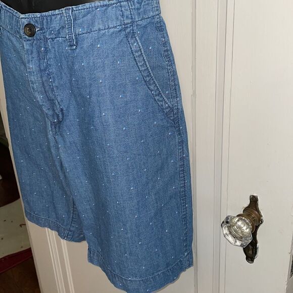 Aeropostale blue denim chambray flat front shorts with tiny sailboat print - Picture 3 of 9
